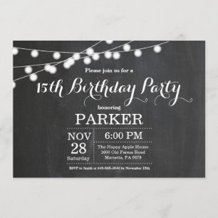 Invitation d'anniversaire 15 ans tableau noir