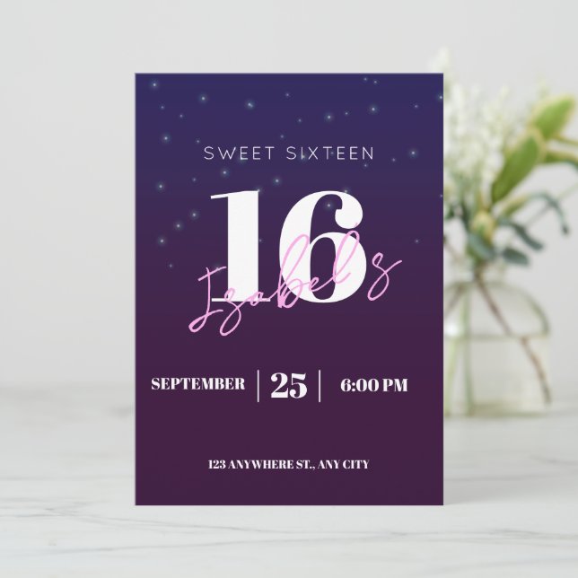 Invitation d'anniversaire 16 ans pour fille Digita (Debout devant)