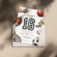 Invitation d'anniversaire 16 ans pour garçons sur 