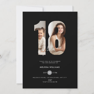 Invitation d'anniversaire 18 ans avec photo pour f