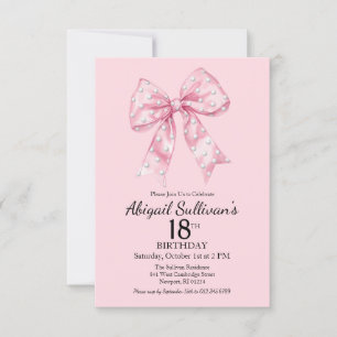 Invitation d'anniversaire 18 ans avec un nœud rose