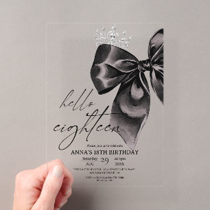 Invitation d'anniversaire 18 ans Black Bow Dix-hui