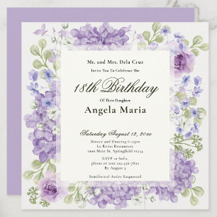 Invitation d'anniversaire 18 ans Élégantes Fleurs