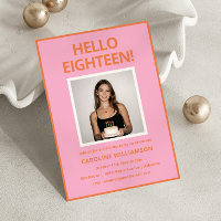 Invitation d'anniversaire 18 ans rose orange moder