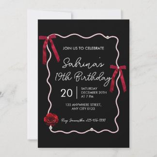 Invitation d'anniversaire 19 ans Coquette Moderne