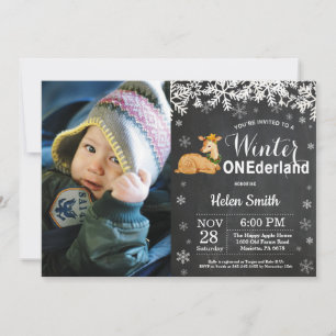 Invitation d'anniversaire 1 an de cerf Onederland