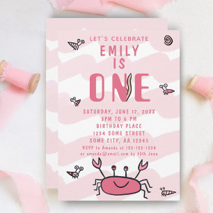 Invitation d'anniversaire 1 an fille animaux de me