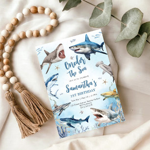Invitation d'anniversaire 1 an Shark Oneder The Se