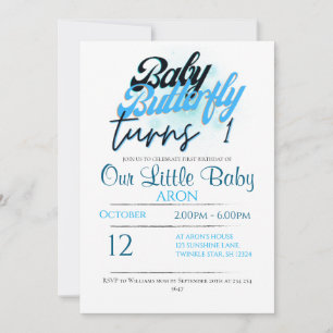 Invitation d'anniversaire 1 an thème papillon