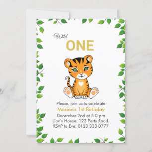 Invitation d'anniversaire 1 an Tigre Sauvage Migno