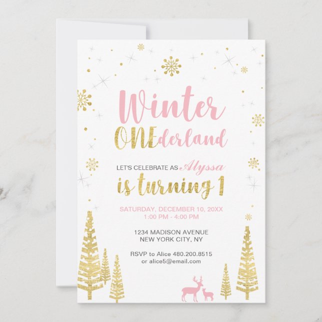 Invitation d'anniversaire 1 an Winter Onederland - (Devant)