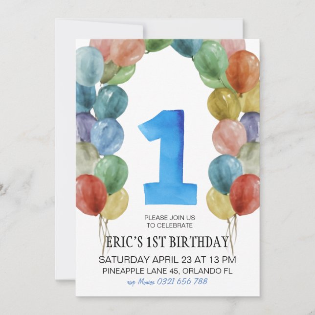 Invitation d'anniversaire, 1er anniversaire garçon (Devant)