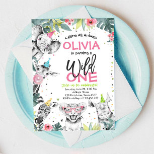 Invitation d'anniversaire 1ère année Animaux de fê