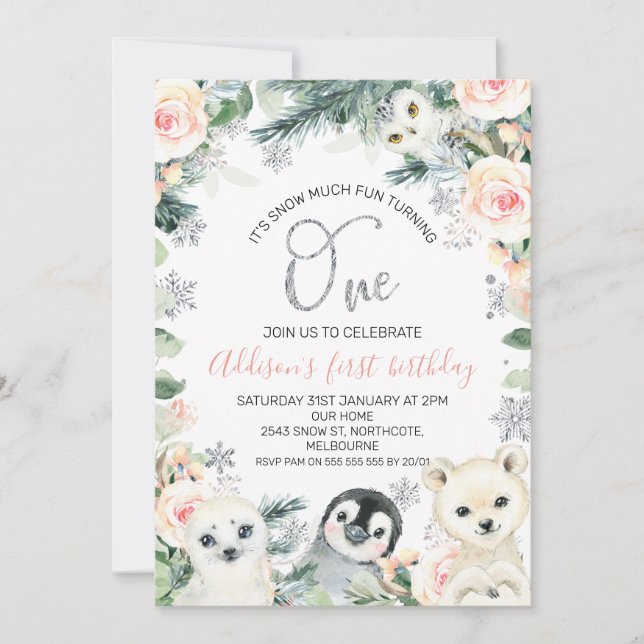 Invitation d'anniversaire 1ère année Animaux de l' (Devant)