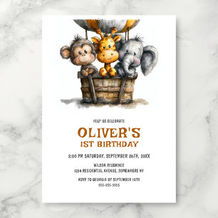 Invitation d'anniversaire 1ère année Animaux de Sa