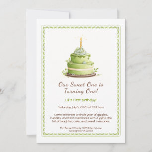 Invitation d'anniversaire 1ère année aquarelle - G