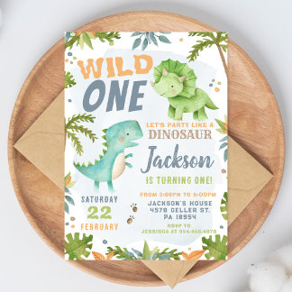 Invitation d'anniversaire 1ère année Dinosaur Thèm