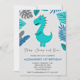 Invitation d'anniversaire 1ère année dinosaure pié