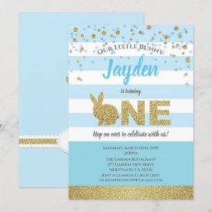 Invitation d'anniversaire 1ère année garçon lapin 
