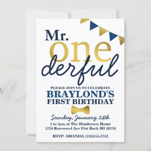 Invitation d'anniversaire 1ère année Mr Onederful 