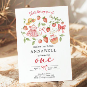 Invitation d'anniversaire 1ère fraise pour un prem