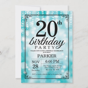 Invitation d'anniversaire 20 ans paillettes sarcel