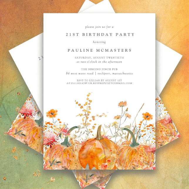 Invitation d'anniversaire 21 ans à l'aquarelle de  (Créateur téléchargé)