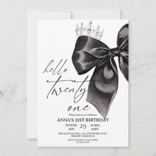 Invitation d'anniversaire 21 ans Black Bow Twenty