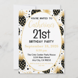 Invitation d'anniversaire 21 ans, fraise noire et