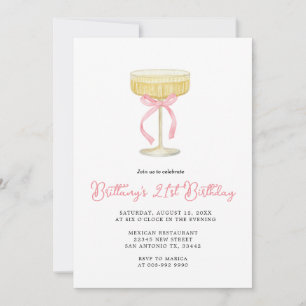 Invitation d'anniversaire 21 ans Gold & Pink Champ