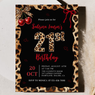 Invitation d'anniversaire 21 ans thème guépard léo
