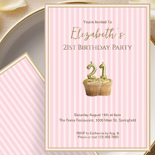 Invitation d'anniversaire 21 ans unique en or rose