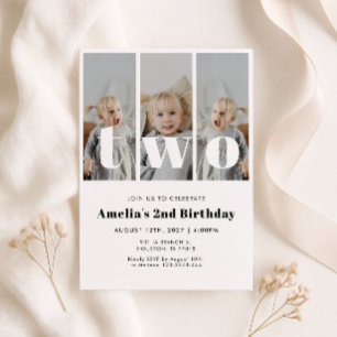 Invitation d'anniversaire 2 ans avec photo
