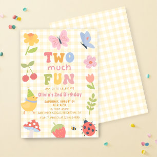 Invitation d'anniversaire 2 ans fille vichy coloré