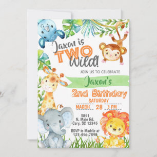 Invitation d'anniversaire 2 ans garçon Safari Jung
