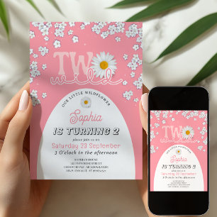 Invitation d'anniversaire 2 ans Pink Wild One Dais