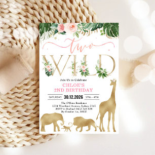 Invitation d'anniversaire 2 ans pour deux animaux