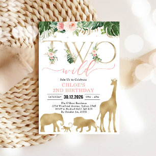 Invitation d'anniversaire 2 ans pour Deux Animaux