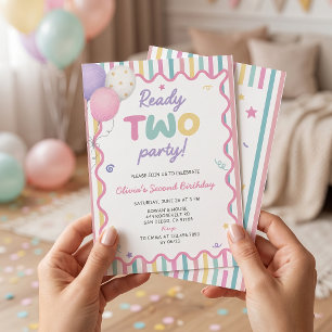 Invitation d'anniversaire 2 ans pour fille à la fê