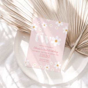 Invitation d'anniversaire 2 ans Retro Daisy Two Fl