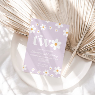 Invitation d'anniversaire 2 ans Retro Daisy Two Fl