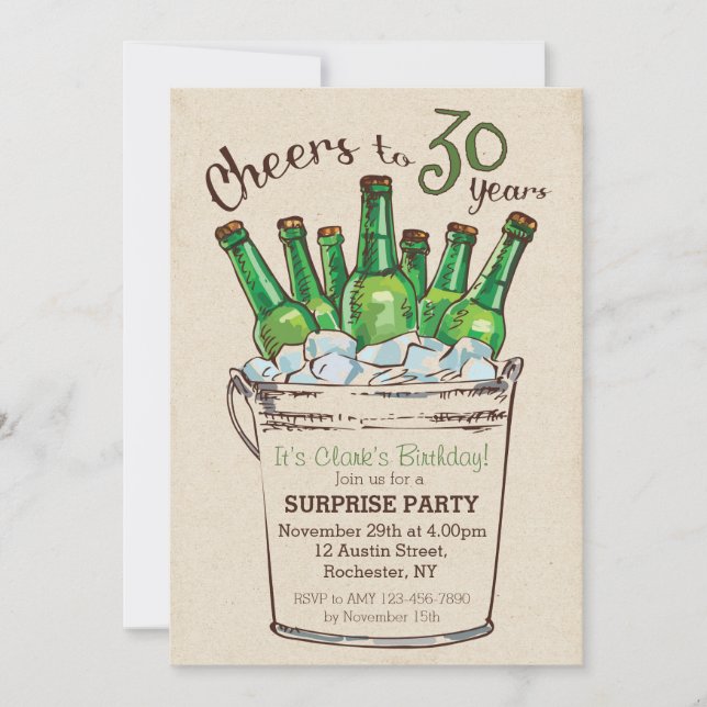 Invitation d'anniversaire 30 ans à la santé (Devant)