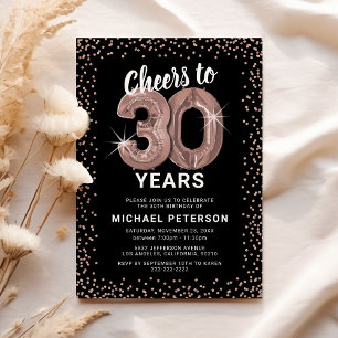 Invitation d'anniversaire 30 ans Ballon en Or Rose