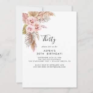 Invitation d'anniversaire 30 ans Boho Pampas Grass