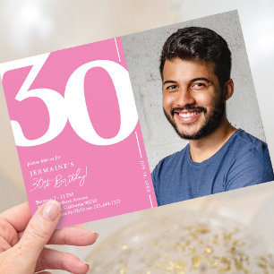 Invitation d'anniversaire 30 ans Chic Rose Photo
