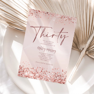 Invitation d'anniversaire 30 ans en or rose pour f