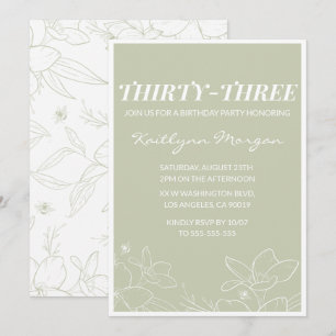 Invitation d'anniversaire 33 ans Moderne Floral Él