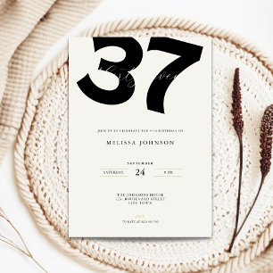 Invitation d'anniversaire 37 ans minimaliste - Typ