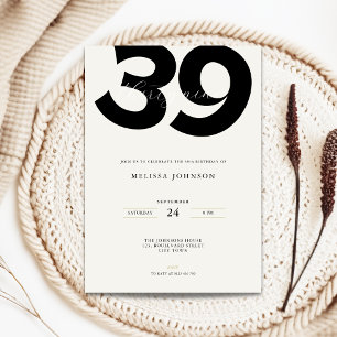 Invitation d'anniversaire 39 ans minimaliste - Typ