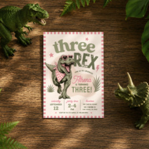 Invitation d'anniversaire 3 ans Dinosaure Trois Re